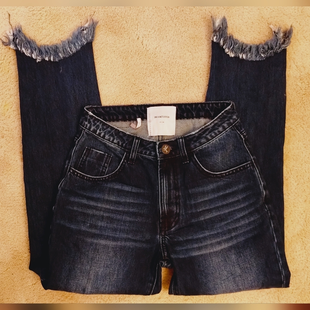 Nwot One Teaspoon Awesome Baggies Lone Star High Waist, Distressed Raw Hem Jeans View 6